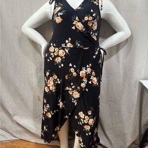 Floral Wrap Dress - Black and Orange